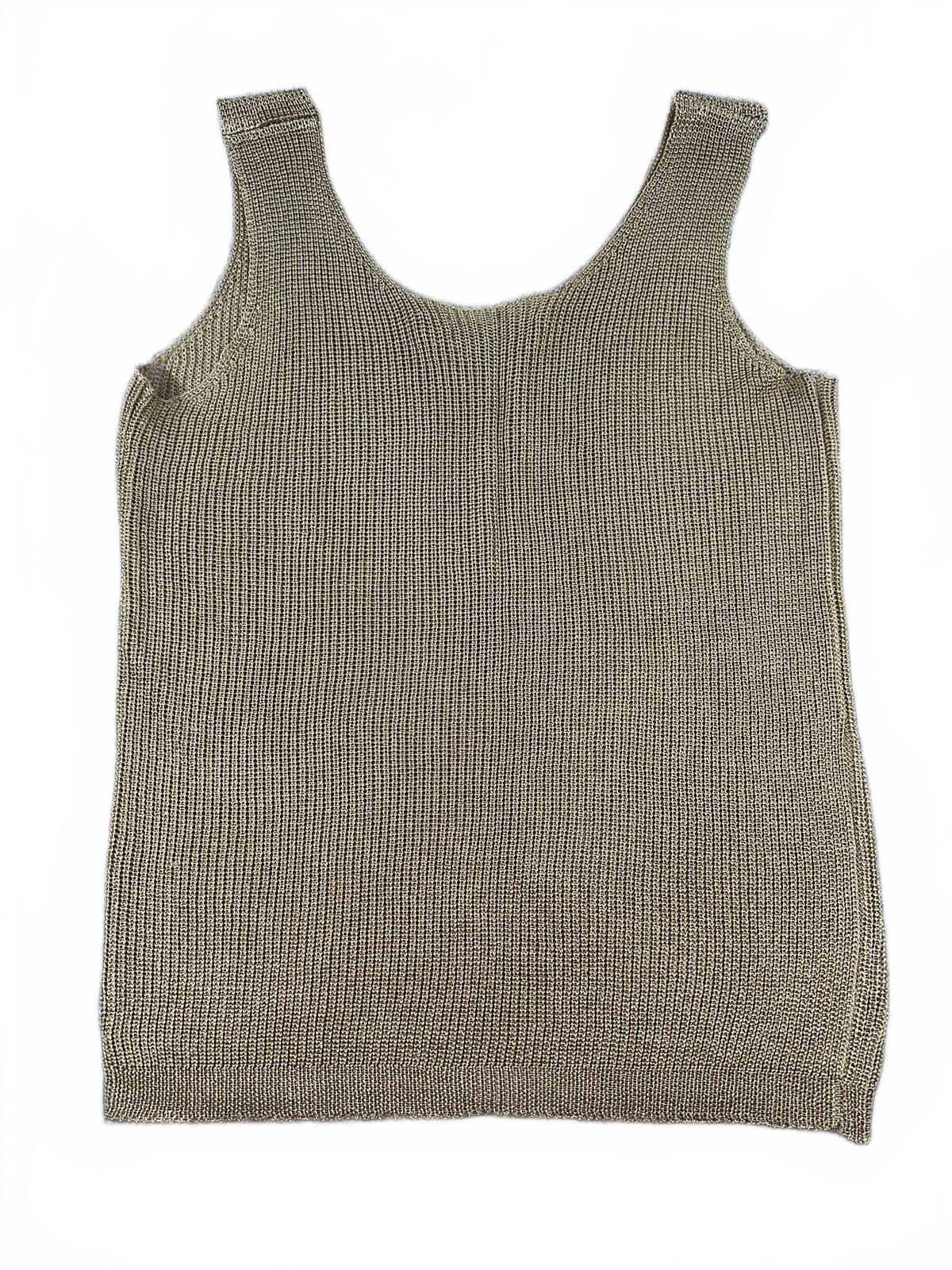 Tesori Beige Knit Tank Top Minimalist Y2K