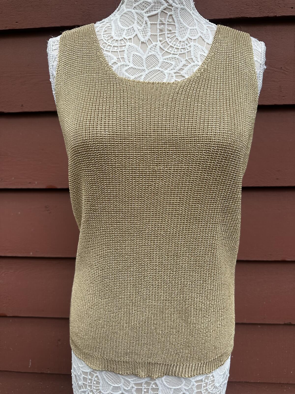 Tesori Beige Knit Tank Top Minimalist Y2K