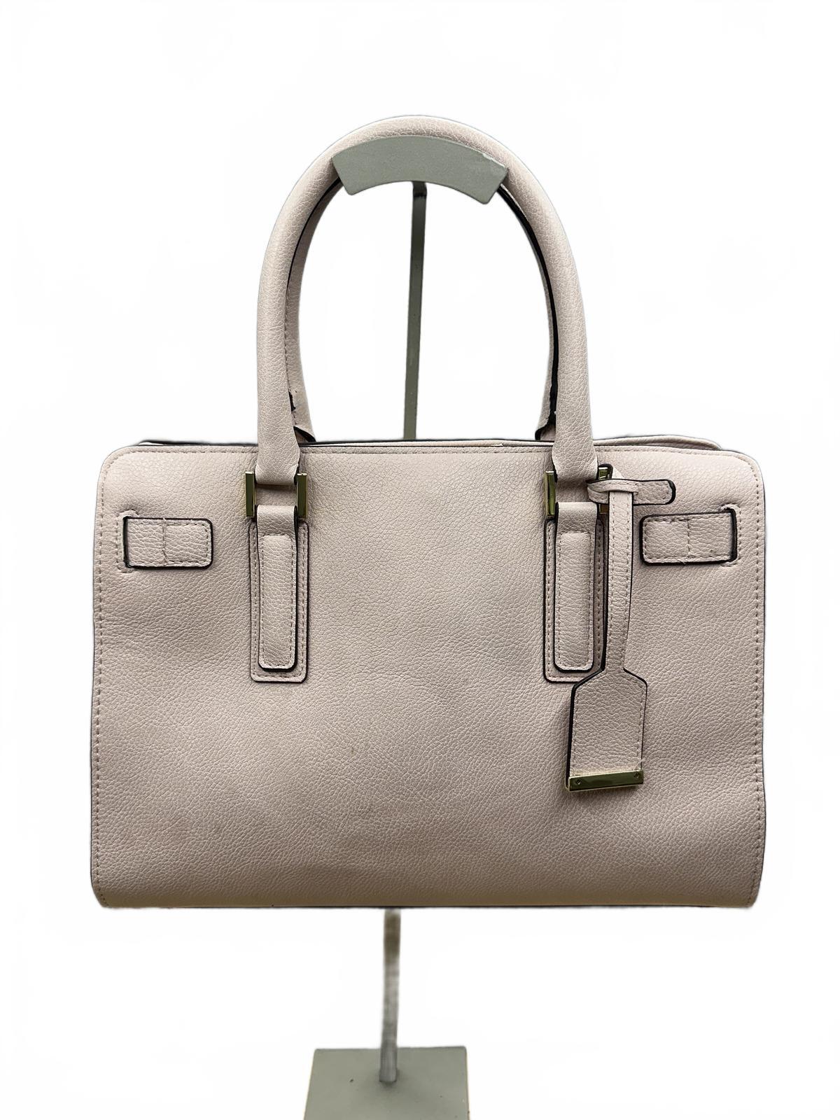 Mauve Faux Leather Satchel Bag Classic Minimalist Office Casual