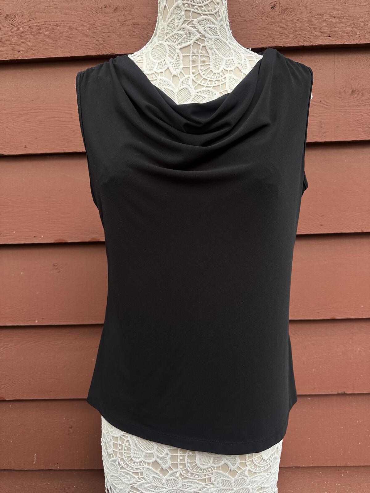 New York & Company Black Cowl Neck Sleeveless Stretch Top