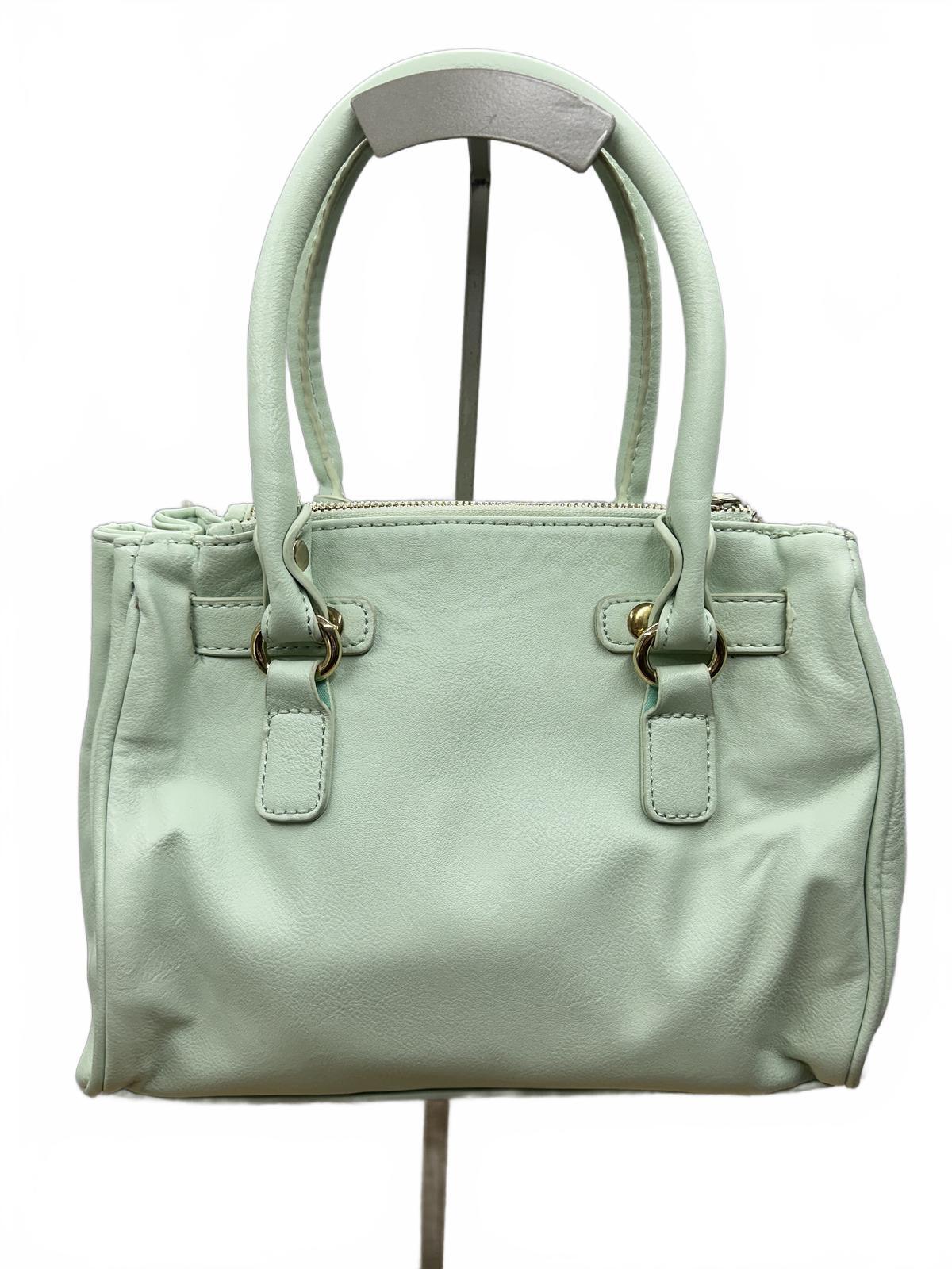 Mint Green Satchel Handbag with Gold Lock and Chain Strap