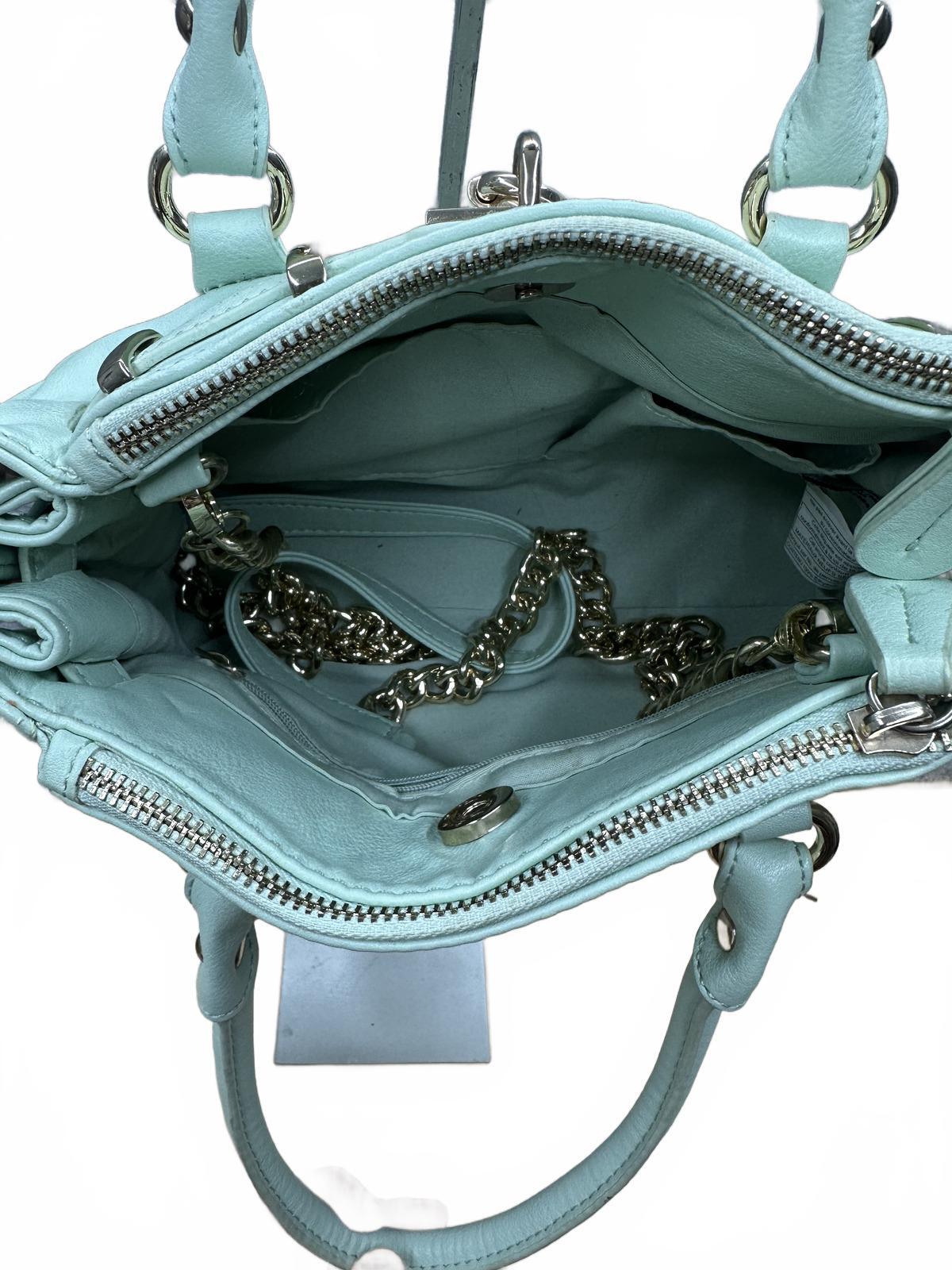 Mint Green Satchel Handbag with Gold Lock and Chain Strap
