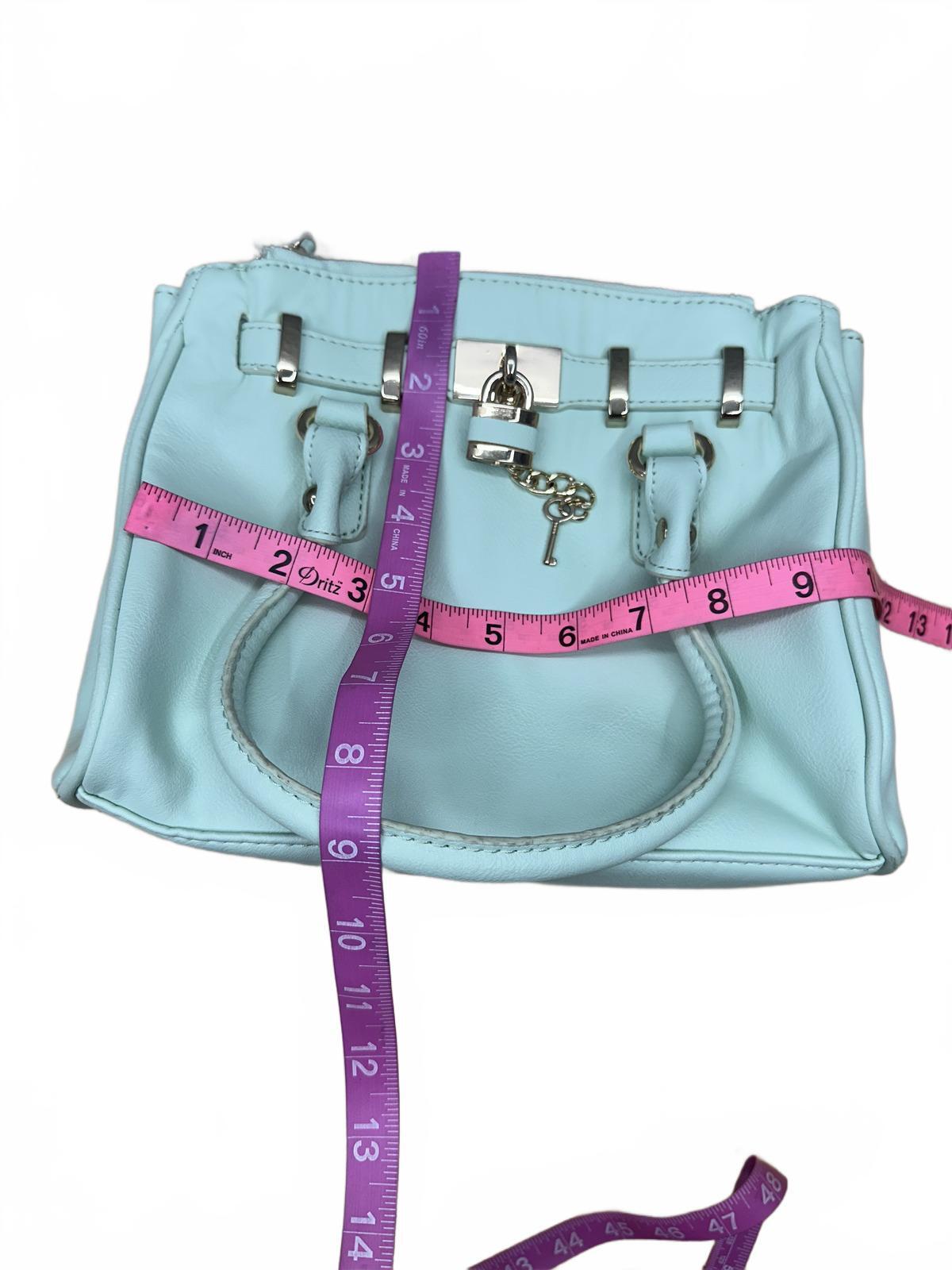 Mint Green Satchel Handbag with Gold Lock and Chain Strap