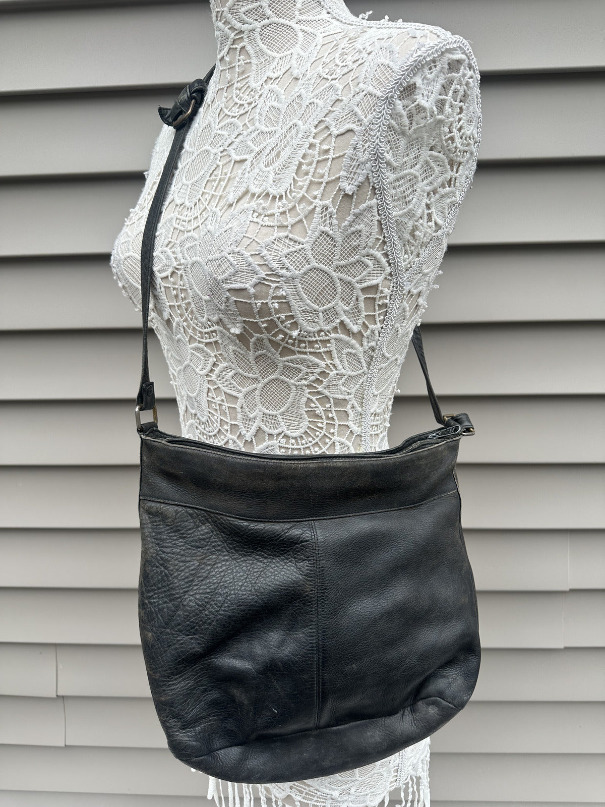 Vintage Inspired Black Shoulder Bag Classic Bohemian