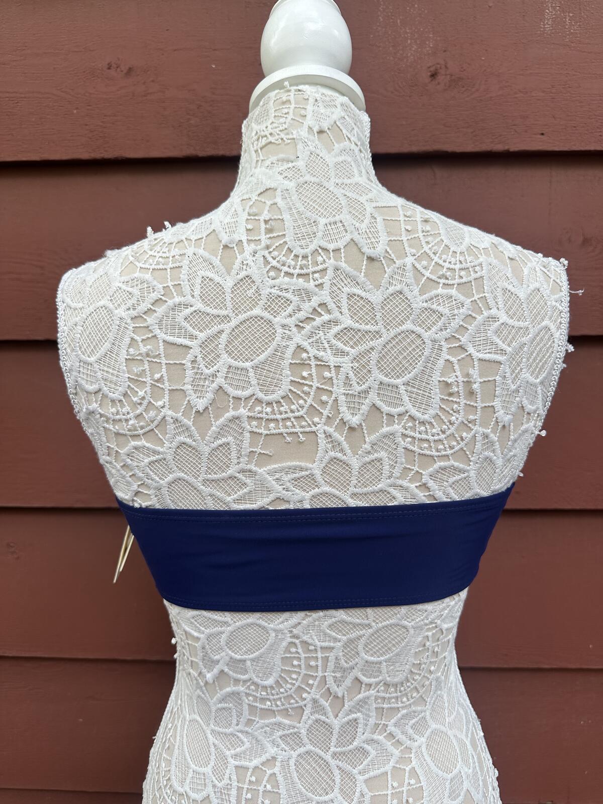 NWT ZAFUL Y2K Fairycore Blue Navy Strapless Bandeau Lace Top