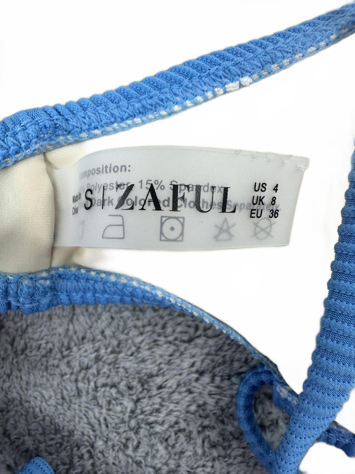 NWT ZAFUL Blue Ribbed Bralette Bikini Top Y2K Festival Summer Swimwear