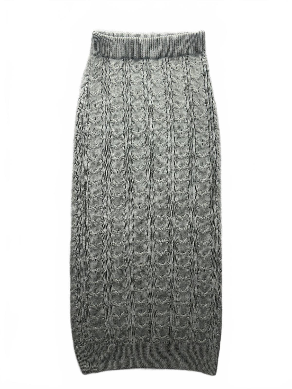 SHEIN Grey Cable Knit Midi Skirt