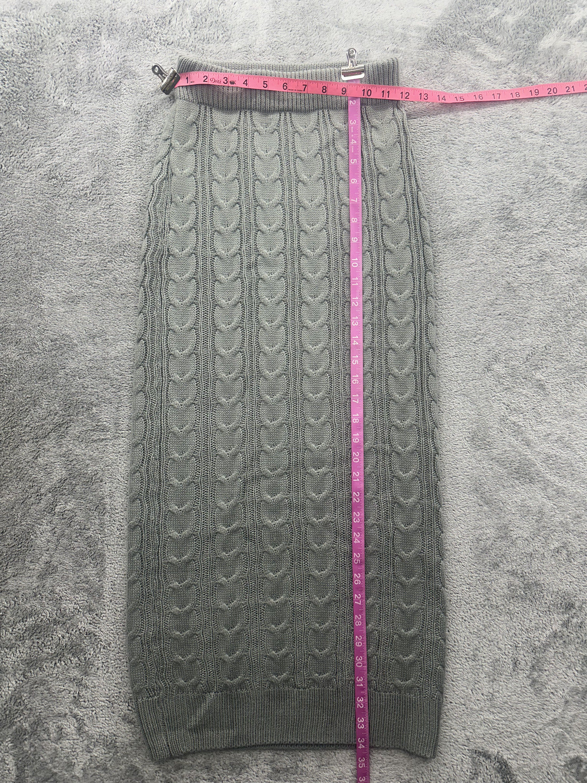 SHEIN Grey Cable Knit Midi Skirt