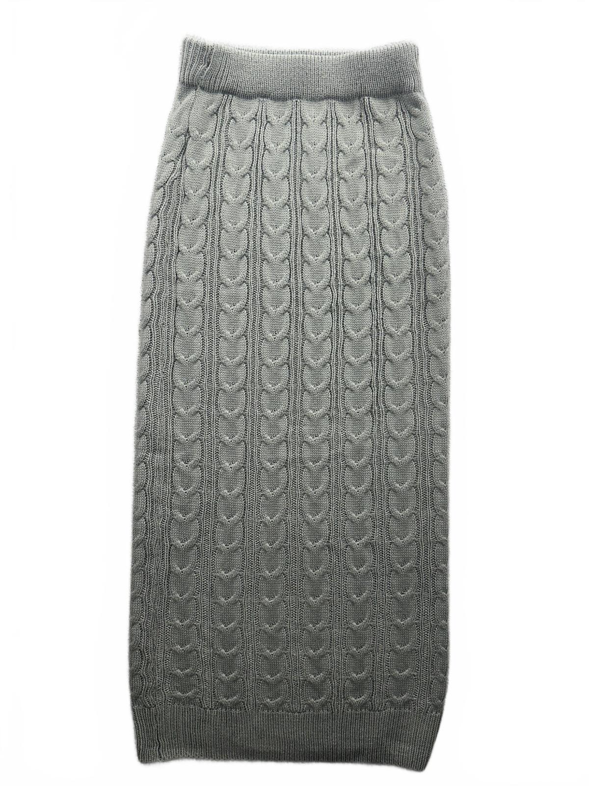SHEIN Grey Cable Knit Midi Skirt
