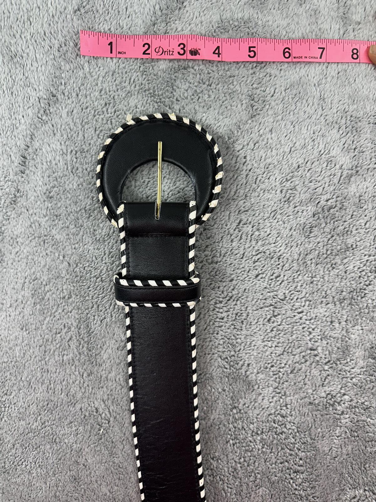 Carlisle Black Statement Belt with White Braided Trim
