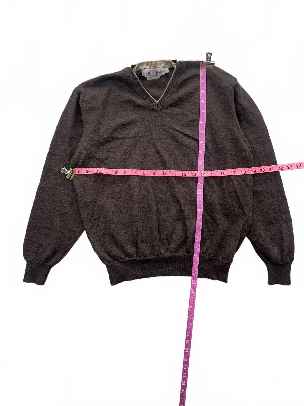 Luigi Baldo Brown V Neck Sweater 100% Extra Fine Merino Wool Classic Fall