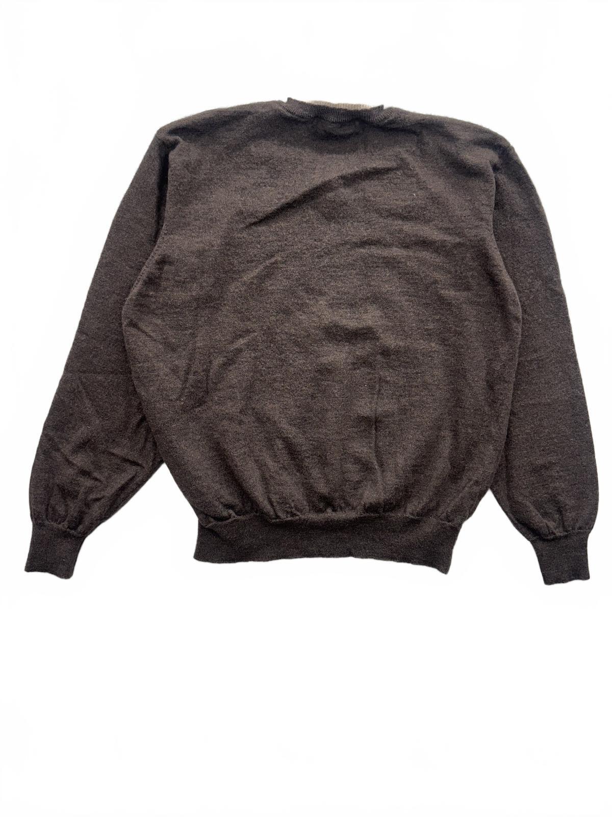 Luigi Baldo Brown V Neck Sweater 100% Extra Fine Merino Wool Classic Fall