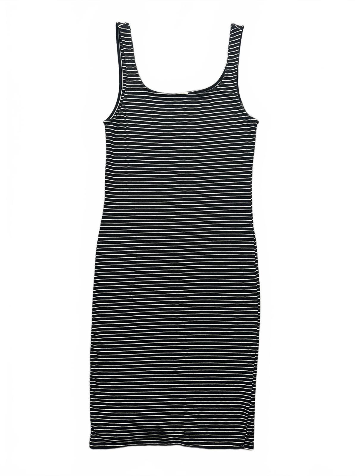 Heart & Hips Black and White Striped Sleeveless Bodycon Dress