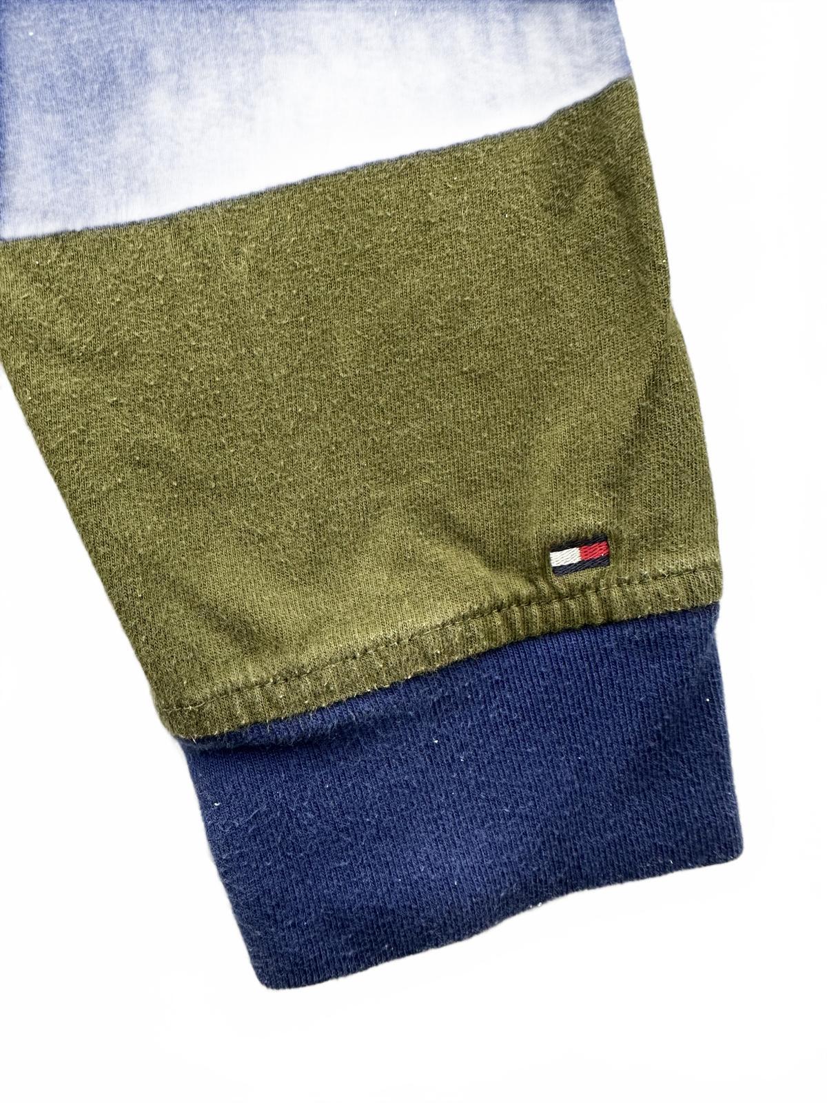 Tommy Hilfiger Classic Preppy Rugby Shirt in Blue and Olive Green Stripes
