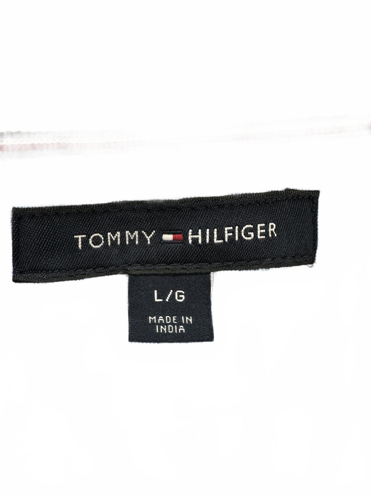 Tommy Hilfiger Classic Preppy Rugby Shirt in Blue and Olive Green Stripes
