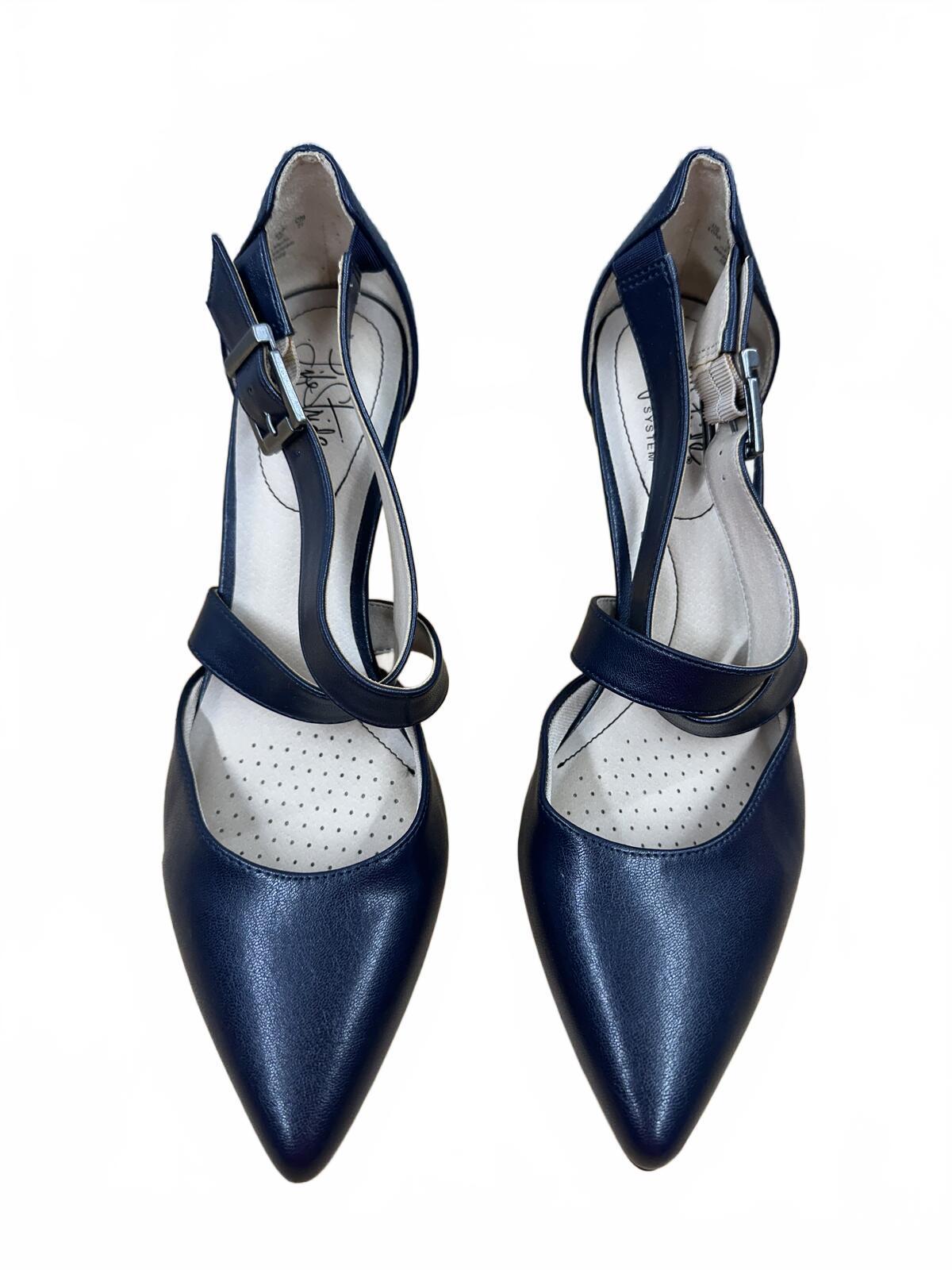 LifeStride Navy Blue Pointed Toe Slingback Heels with Mary Jane Strap Y2K Glam