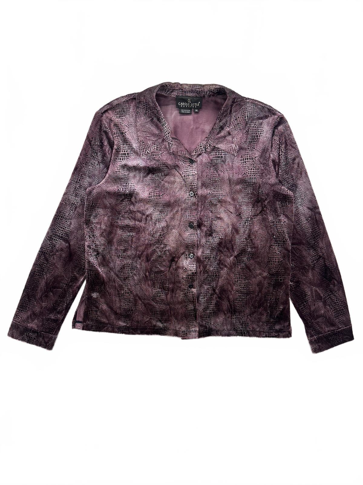 Carole Little Vintage Purple Patterned Button Up Blouse