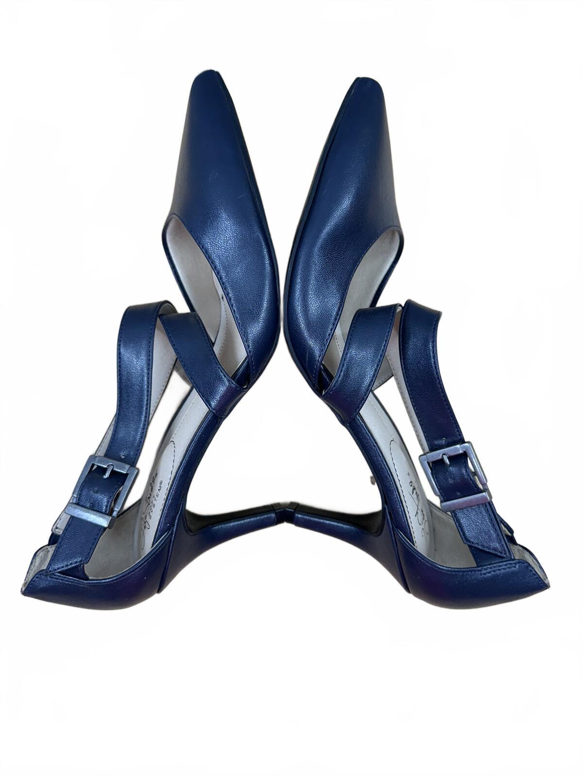 LifeStride Navy Blue Pointed Toe Slingback Heels with Mary Jane Strap Y2K Glam