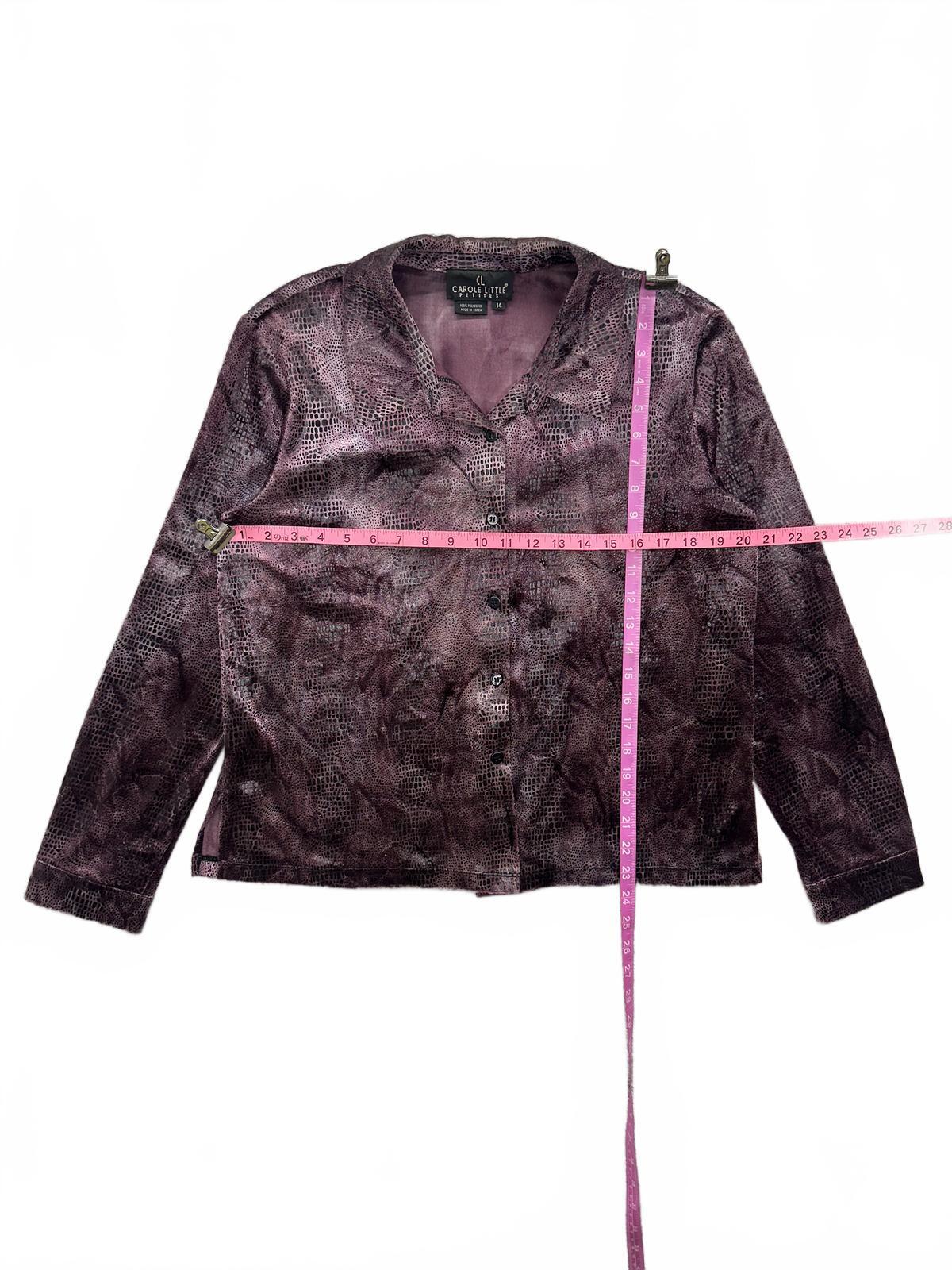Carole Little Vintage Purple Patterned Button Up Blouse