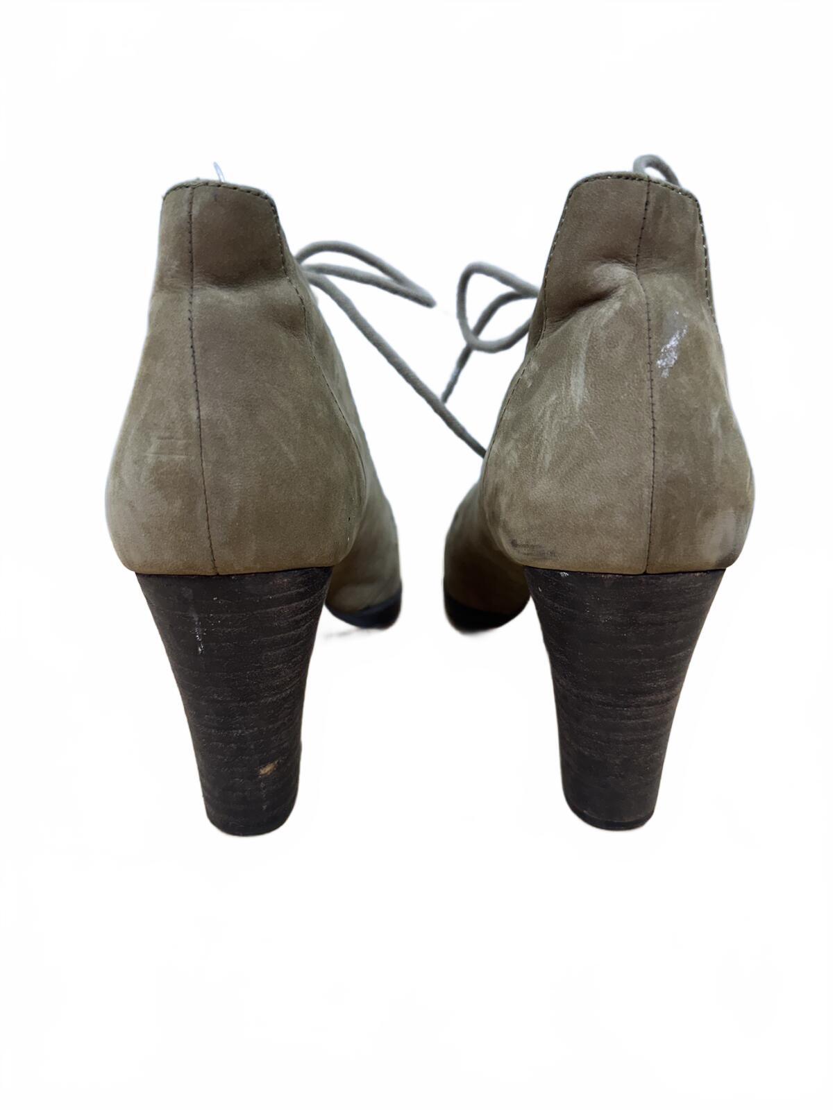 Lands' End Olive Green Suede Lace Up Heeled Ankle Boots