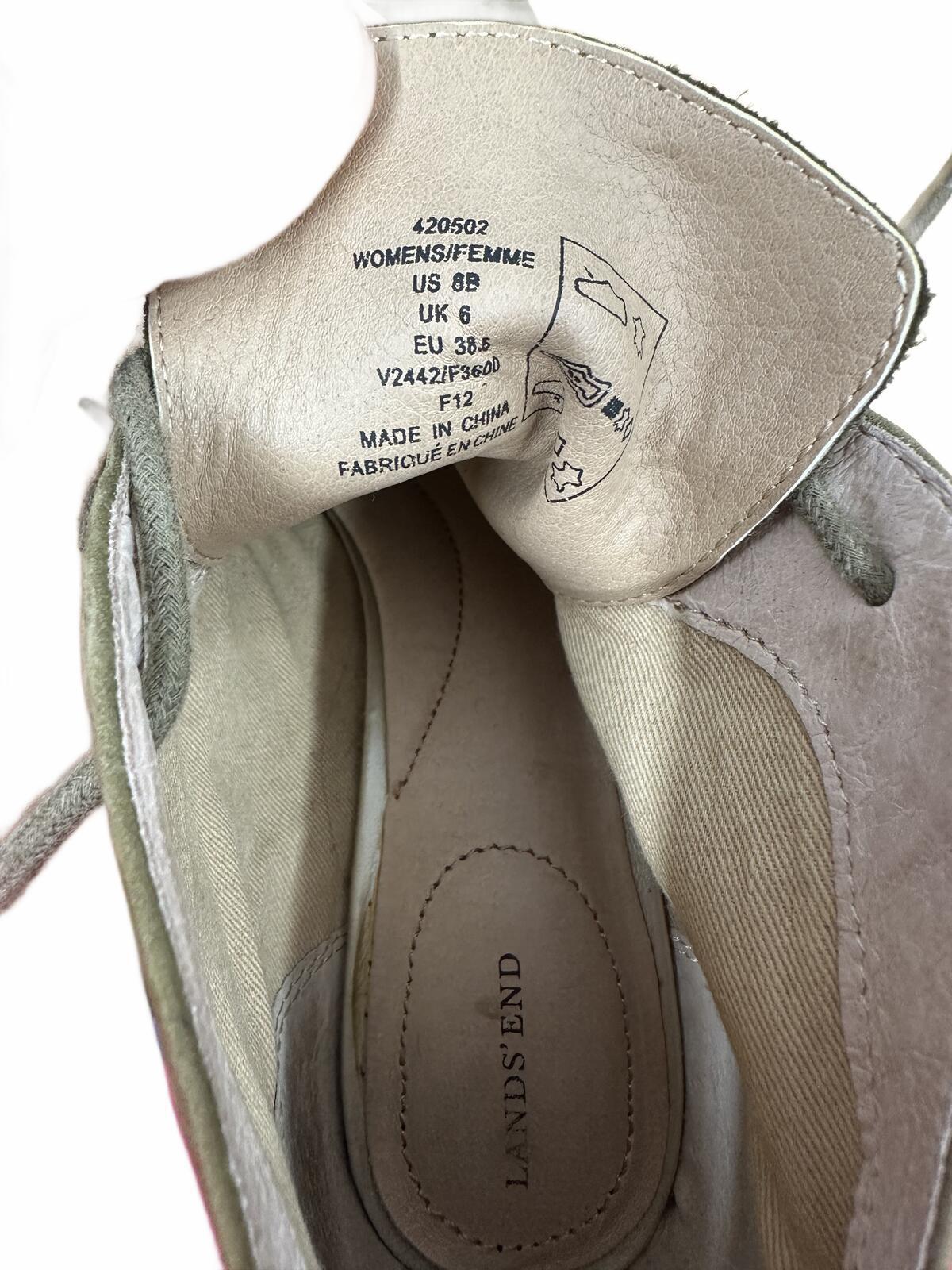 Lands' End Olive Green Suede Lace Up Heeled Ankle Boots