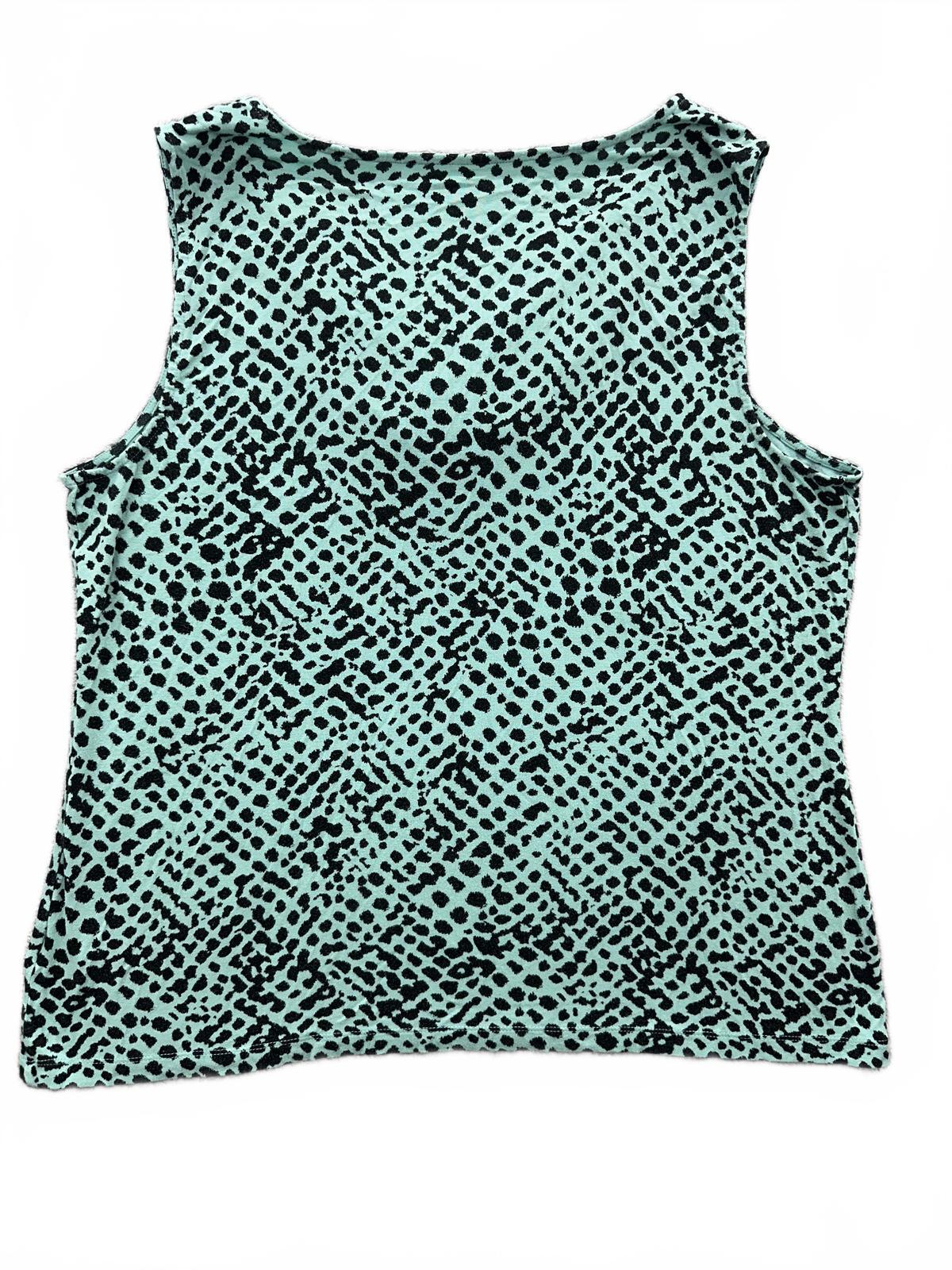 212 Collection Y2K Sleeveless Top Mint Black Spotted Draped Neckline