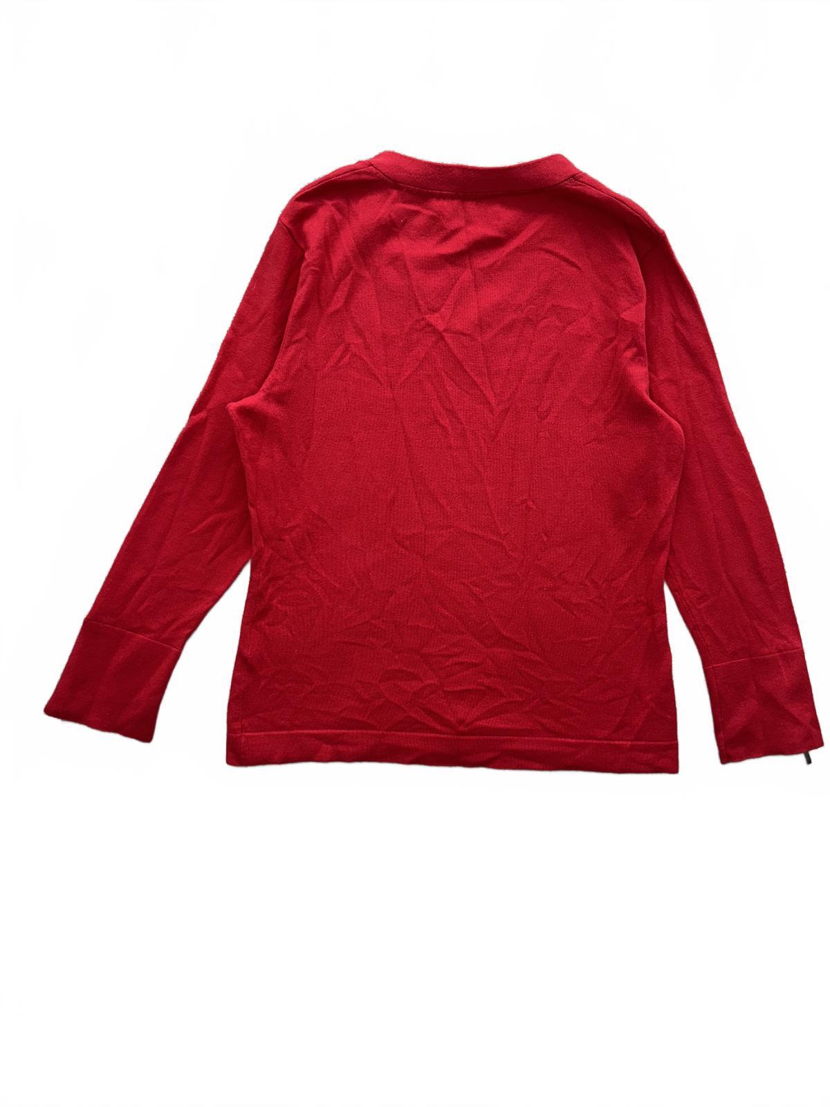 E P Pro Red V Neck Sweater Lightweight Knit Sporty Preppy