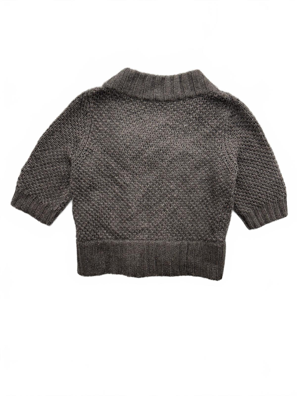 Cozy Chunky Textured Knit Cropped Sweater with Button Detail Brown