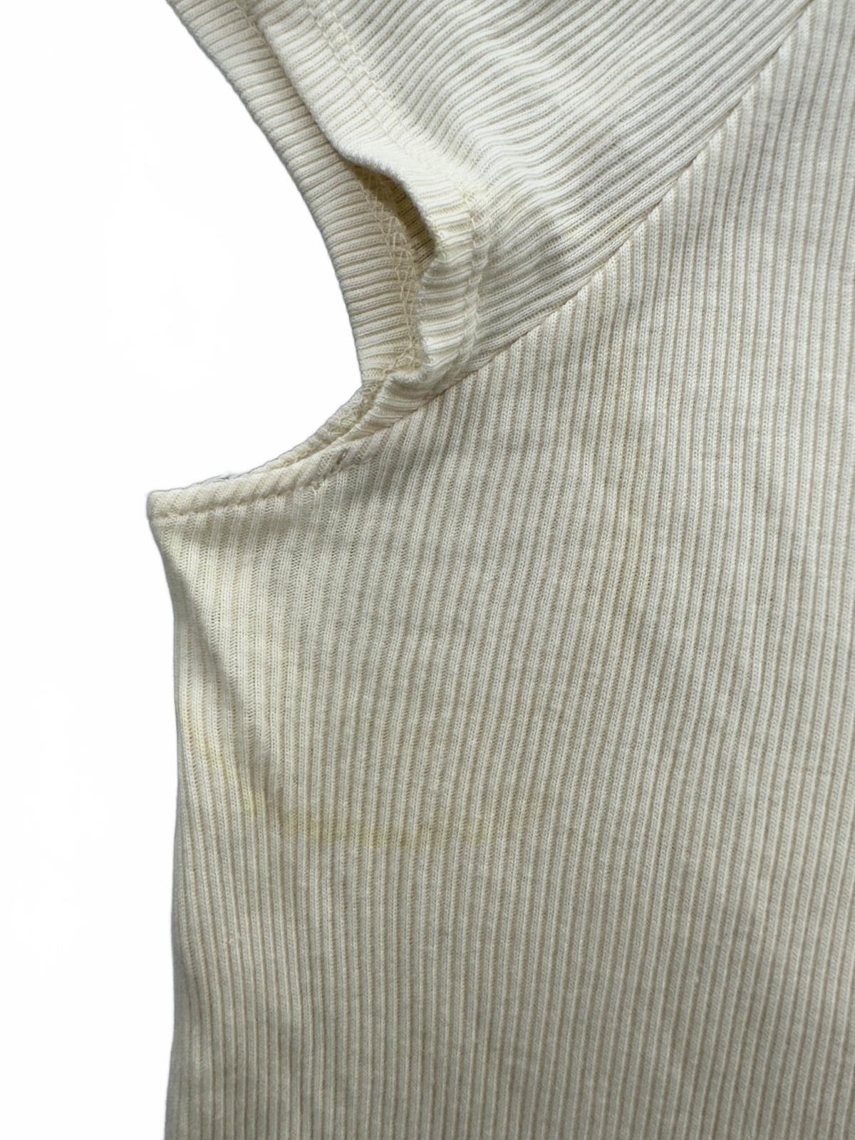 Lauren Ralph Lauren Cream Ribbed Crochet Neckline Bohemian Cottage Blouse
