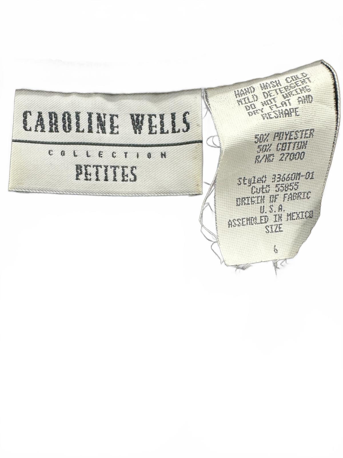 Caroline Wells Collection Petites Black Cropped Button Up Top with Gold Buttons