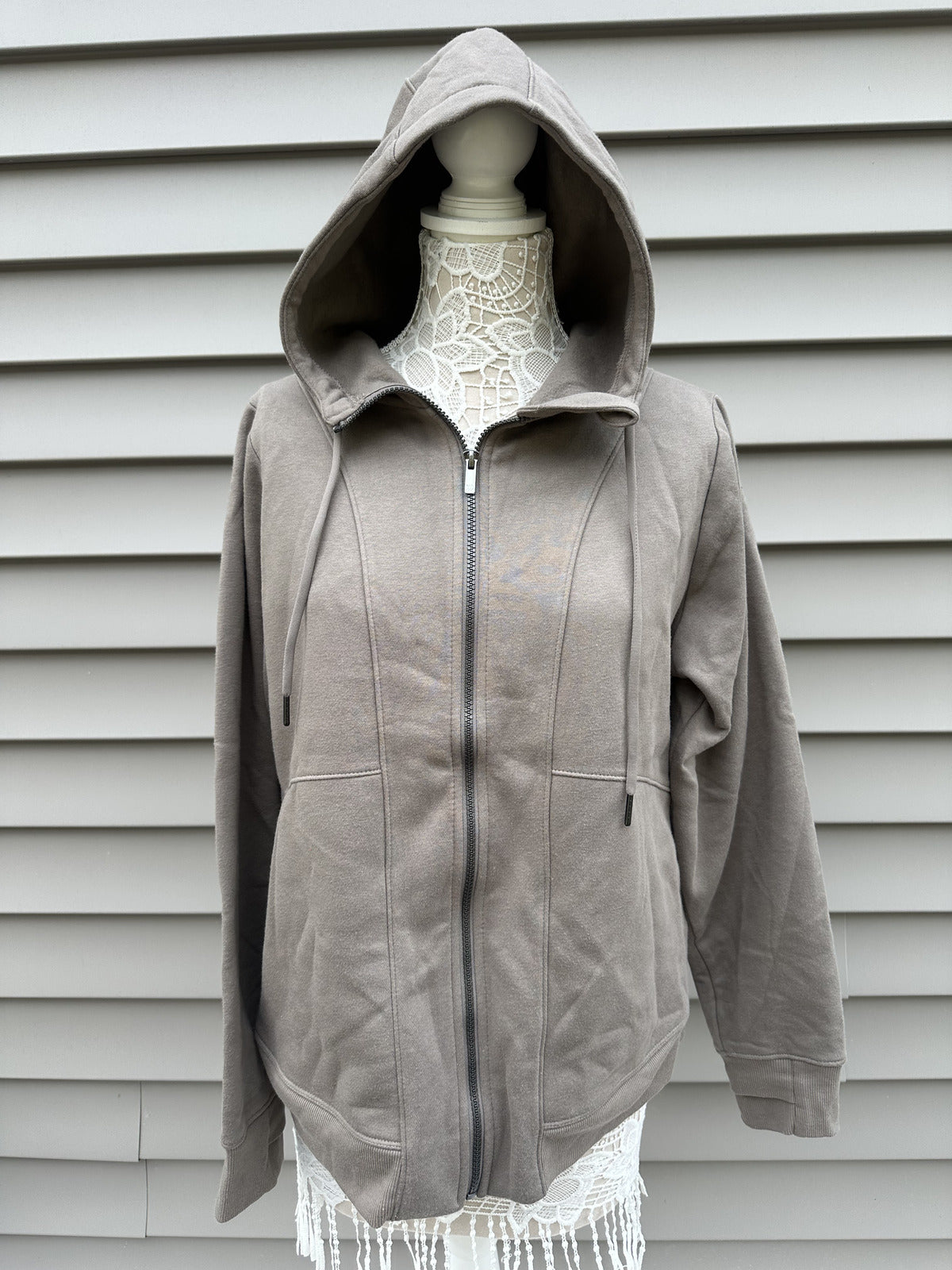 All in Motion Taupe Zip Up Hoodie Casual Cozywear