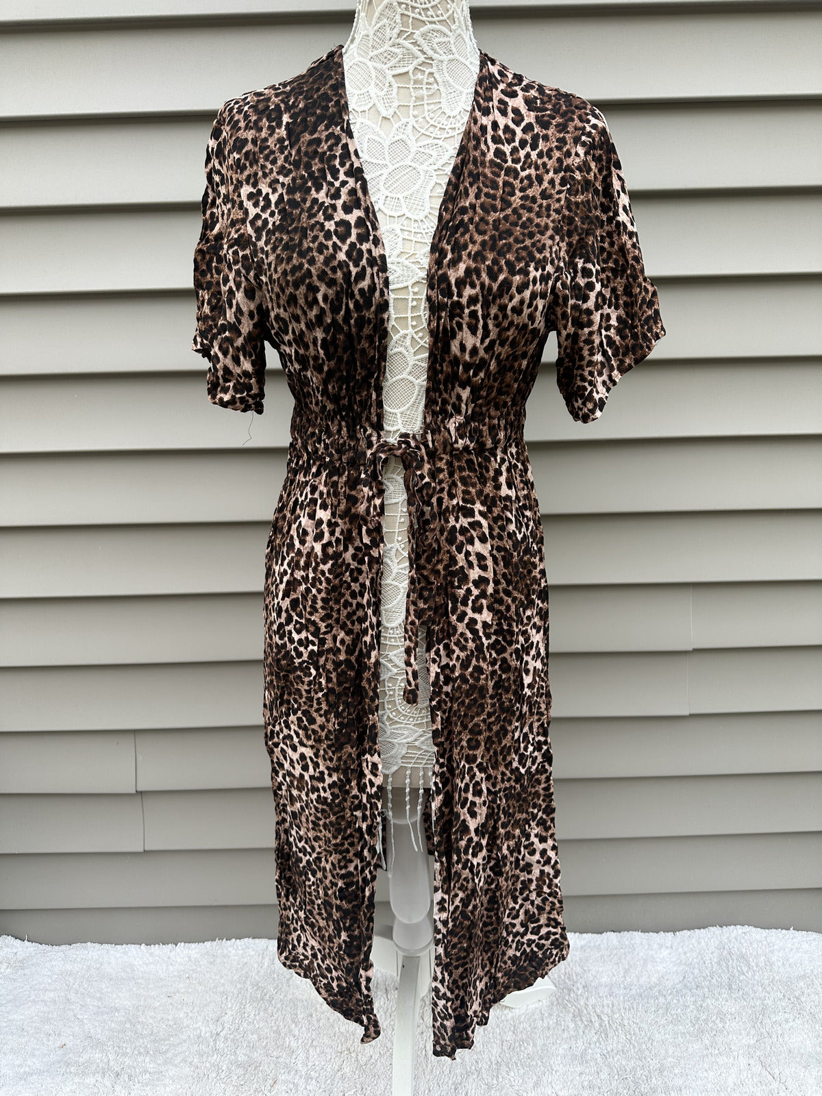 Wild Fable Leopard Print Tie Waist Dress Contemporary Bohemian