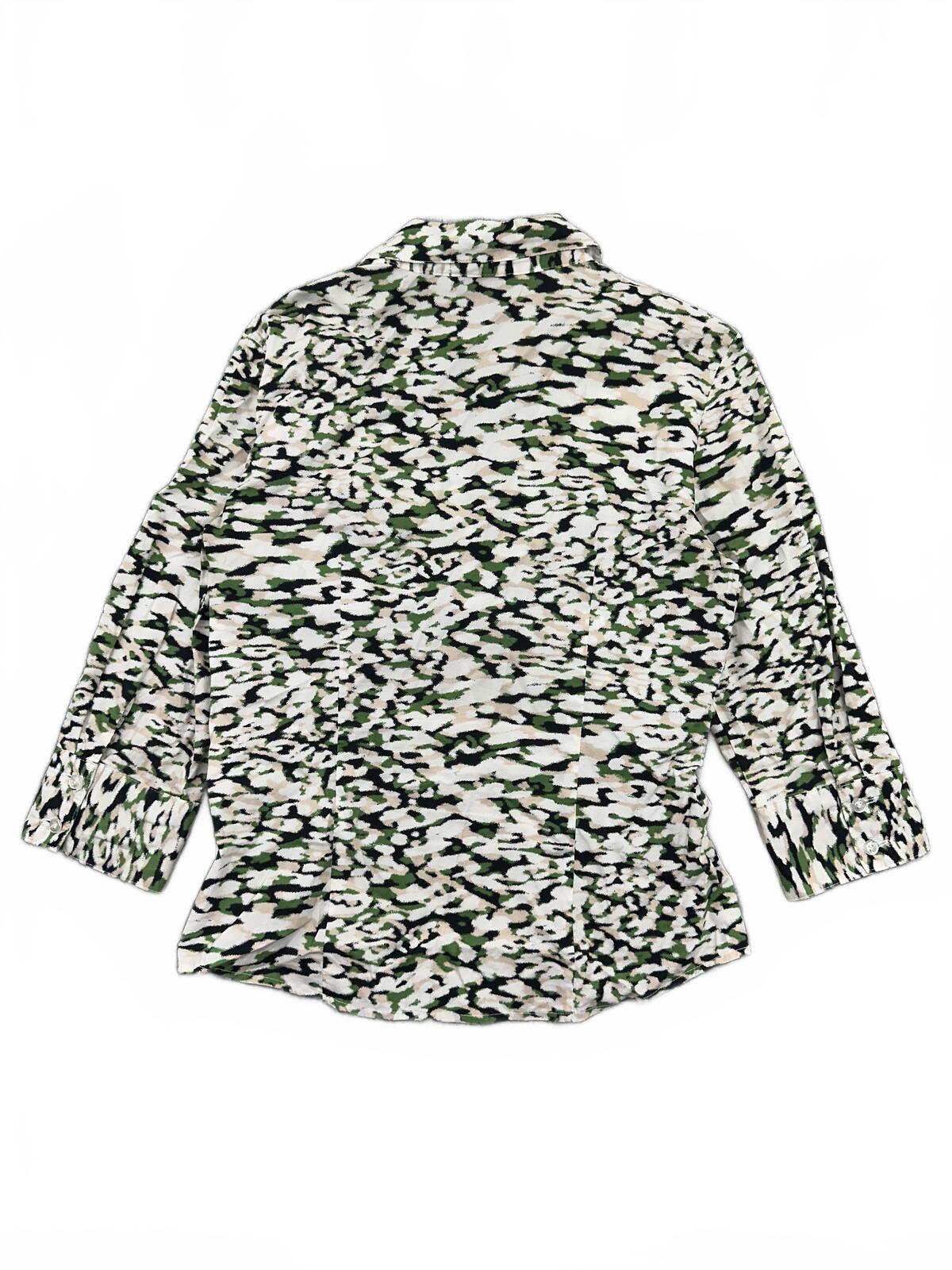 Alfani Twist Front Printed Stretch Blouse Y2K Retro Abstract Top