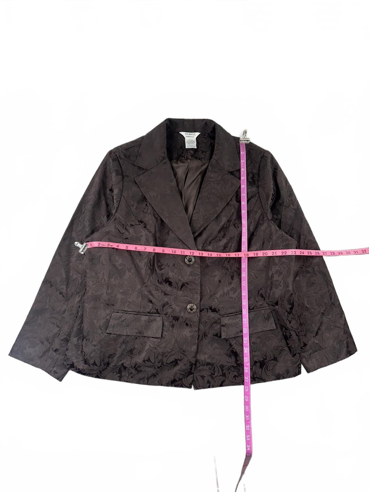 George Dark Brown Floral Jacquard Blazer Jacket Y2K Dark Academia
