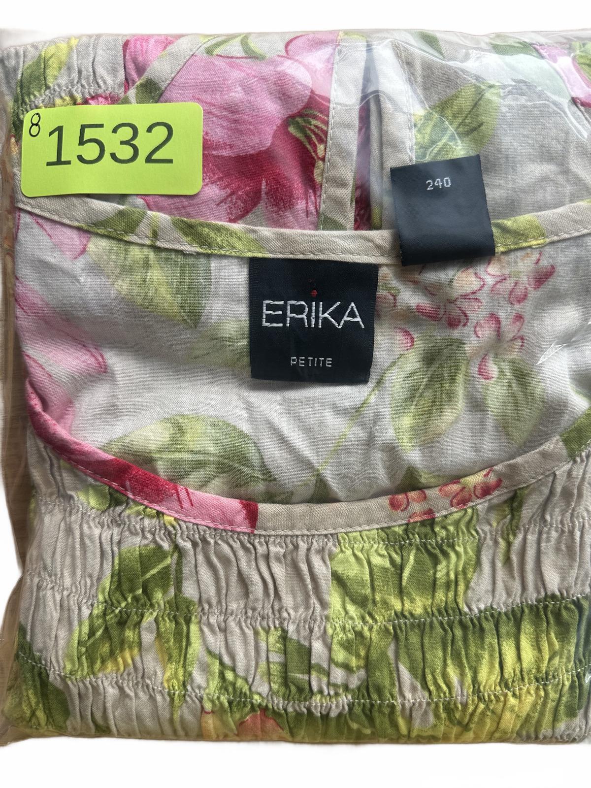 Erika Petite Floral Smocked Tank Top Cream Pink Lightweight Summer