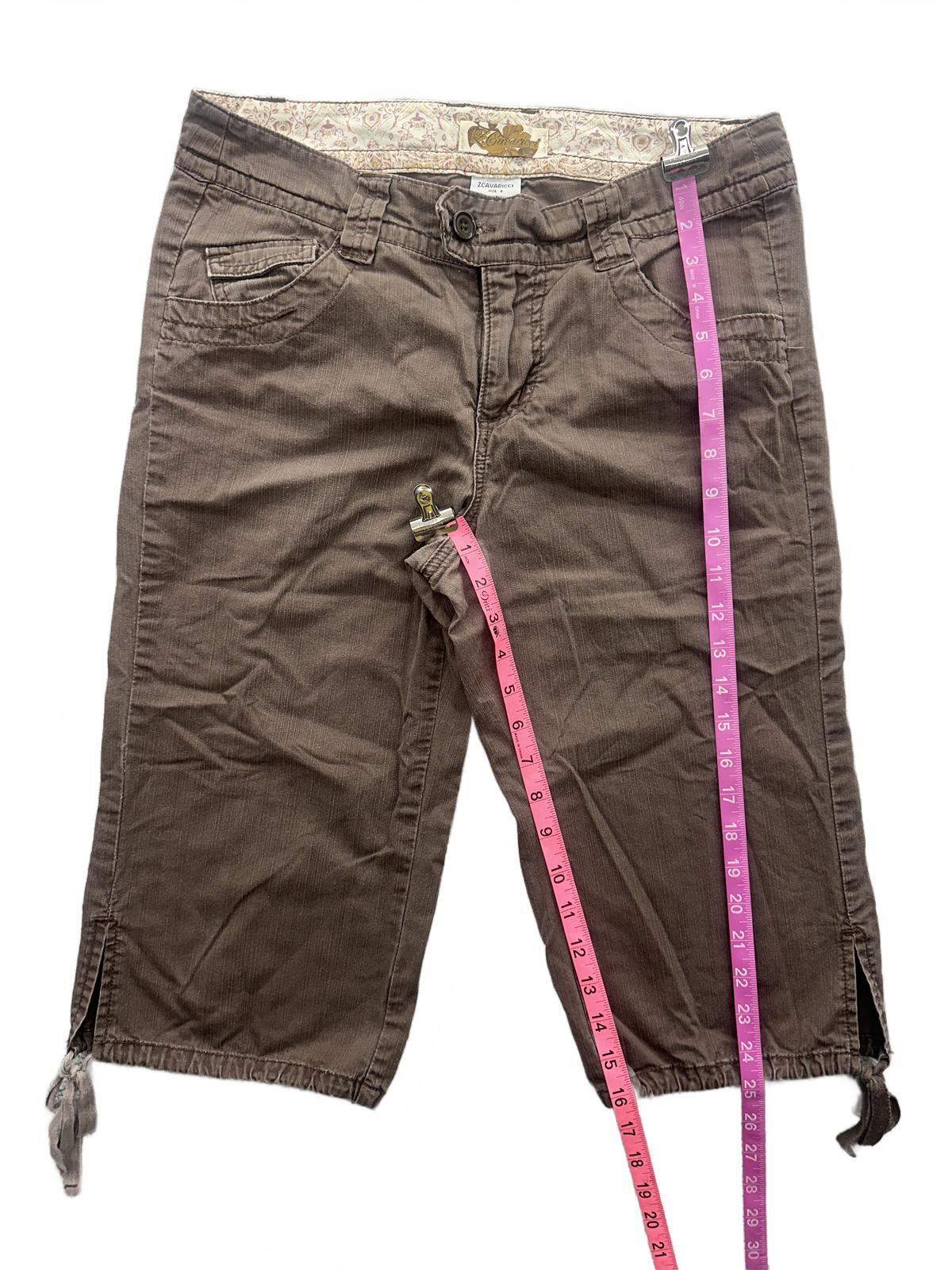 Z. Cavaricci Brown Capri Cargo Pants with Tie Details Cropped Pants