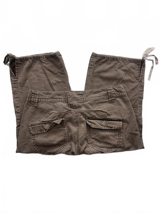 Z. Cavaricci Brown Capri Cargo Pants with Tie Details Cropped Pants