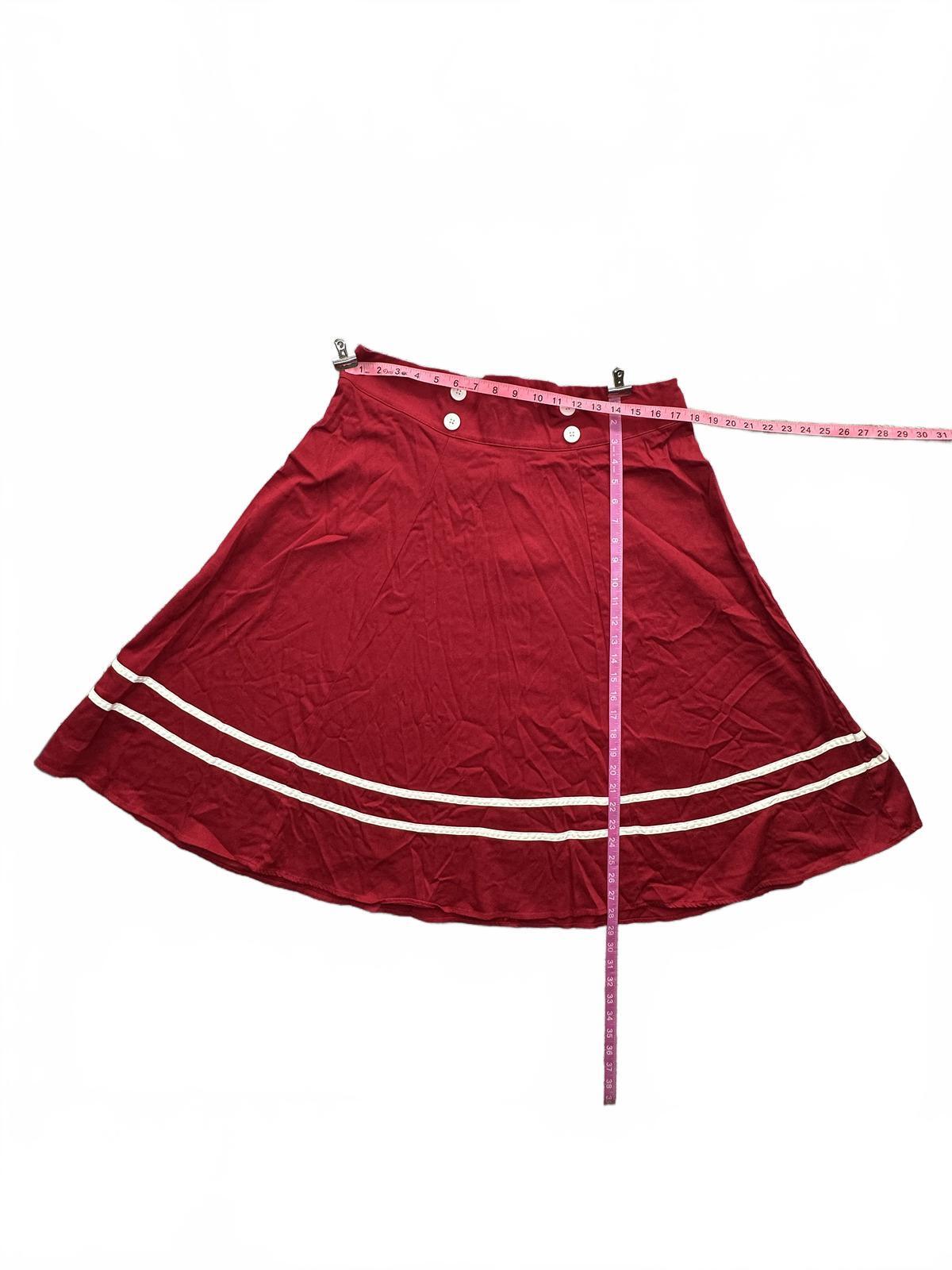 Torrid Vintage Inspired Red A Line Skirt with Nautical White Button and Stripe