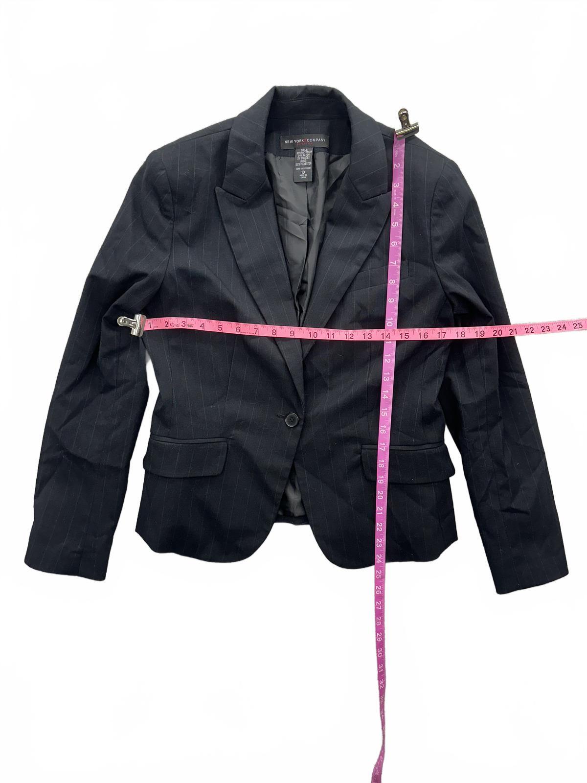 New York & Company Pinstripe Black Blazer Classic Professional Office
