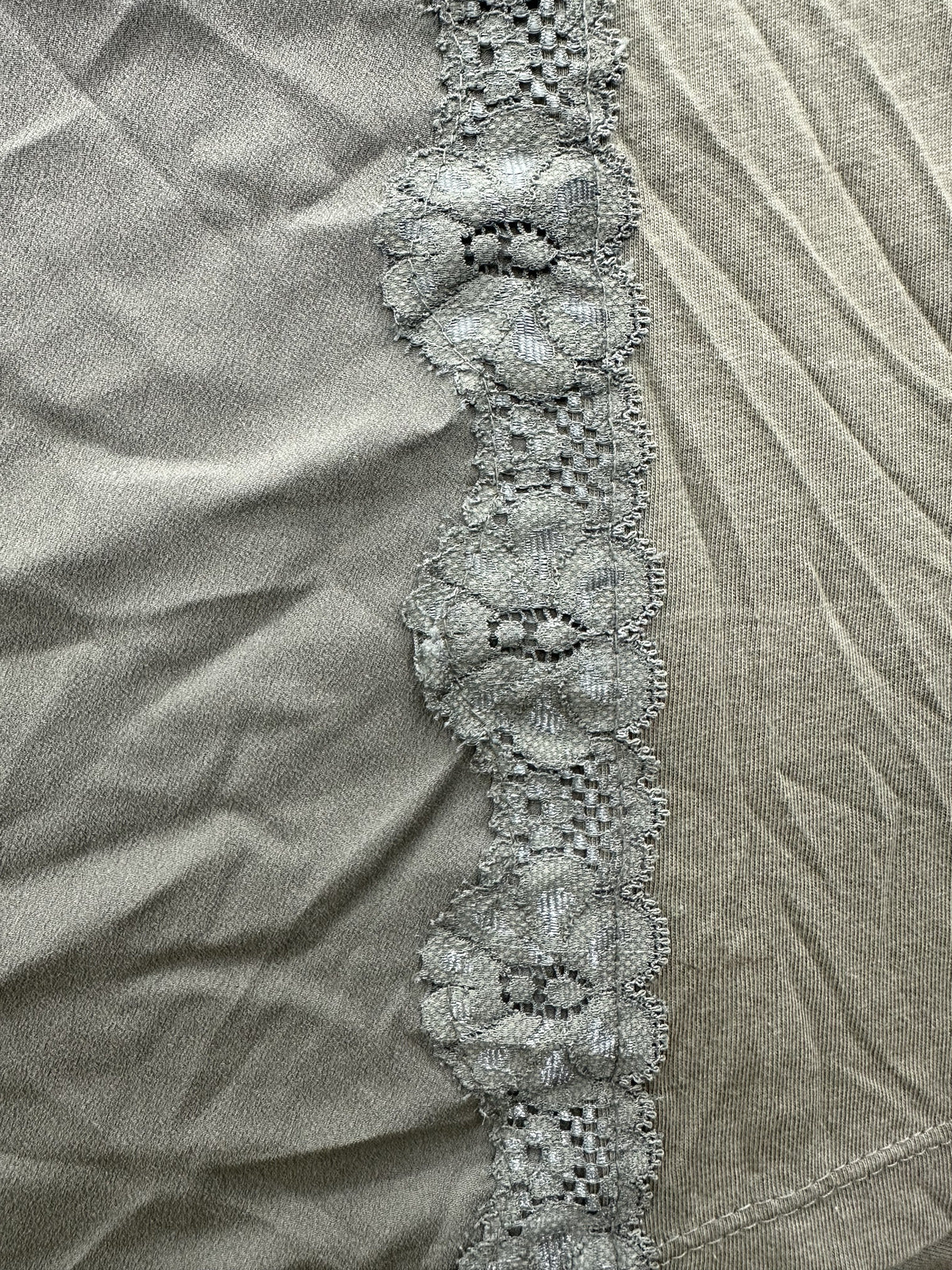 Chico's Olive Green Lace Trim Blouse Boho Chic Casual Top