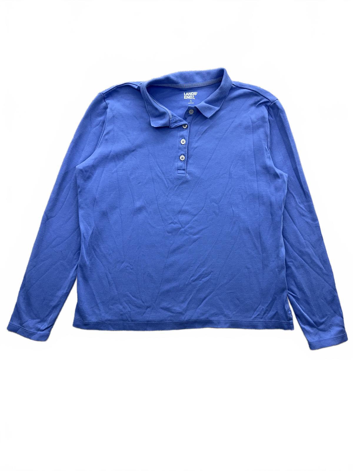 Lands' End Classic Blue Long Sleeve Polo Shirt