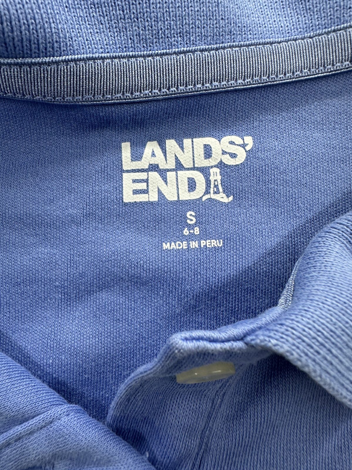 Lands' End Classic Blue Long Sleeve Polo Shirt
