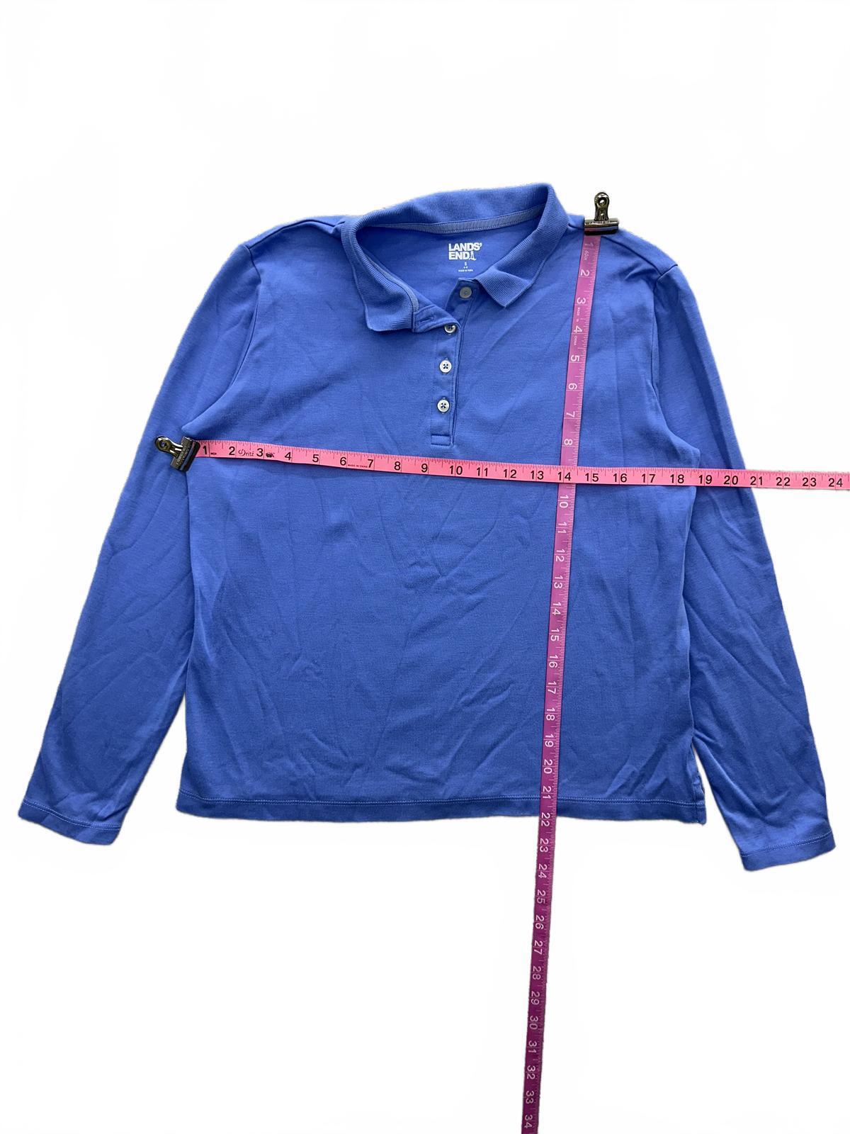 Lands' End Classic Blue Long Sleeve Polo Shirt