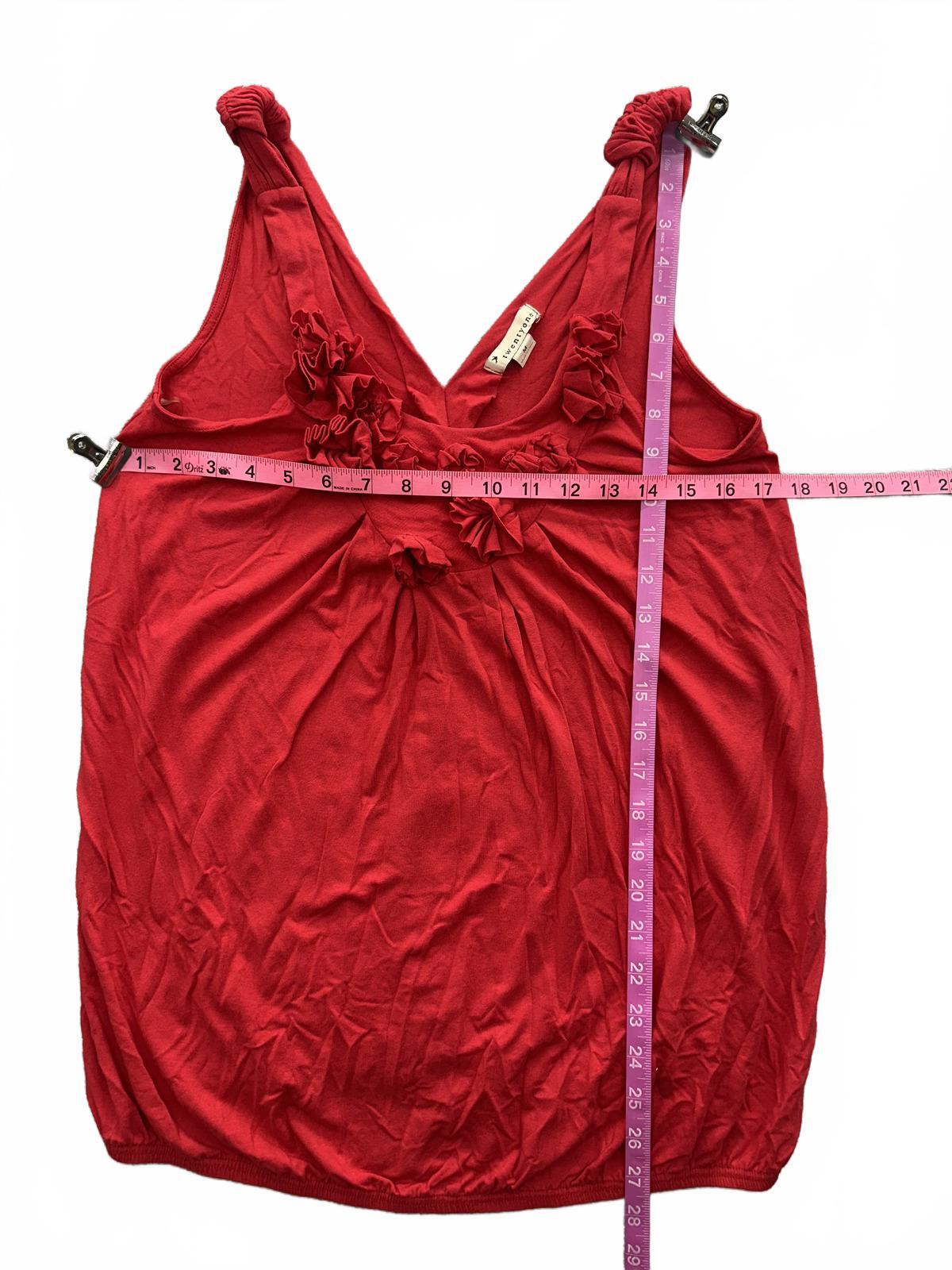 Twenty One Red Floral Ruffle Tank Top Boho Chic Summer Muscle Tee
