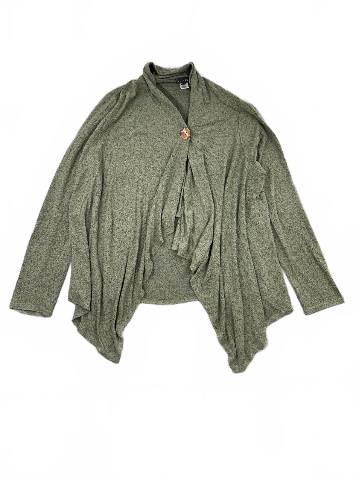 Bo Beau Olive Green Draped Cardigan Boho Fairycore Layered Knit