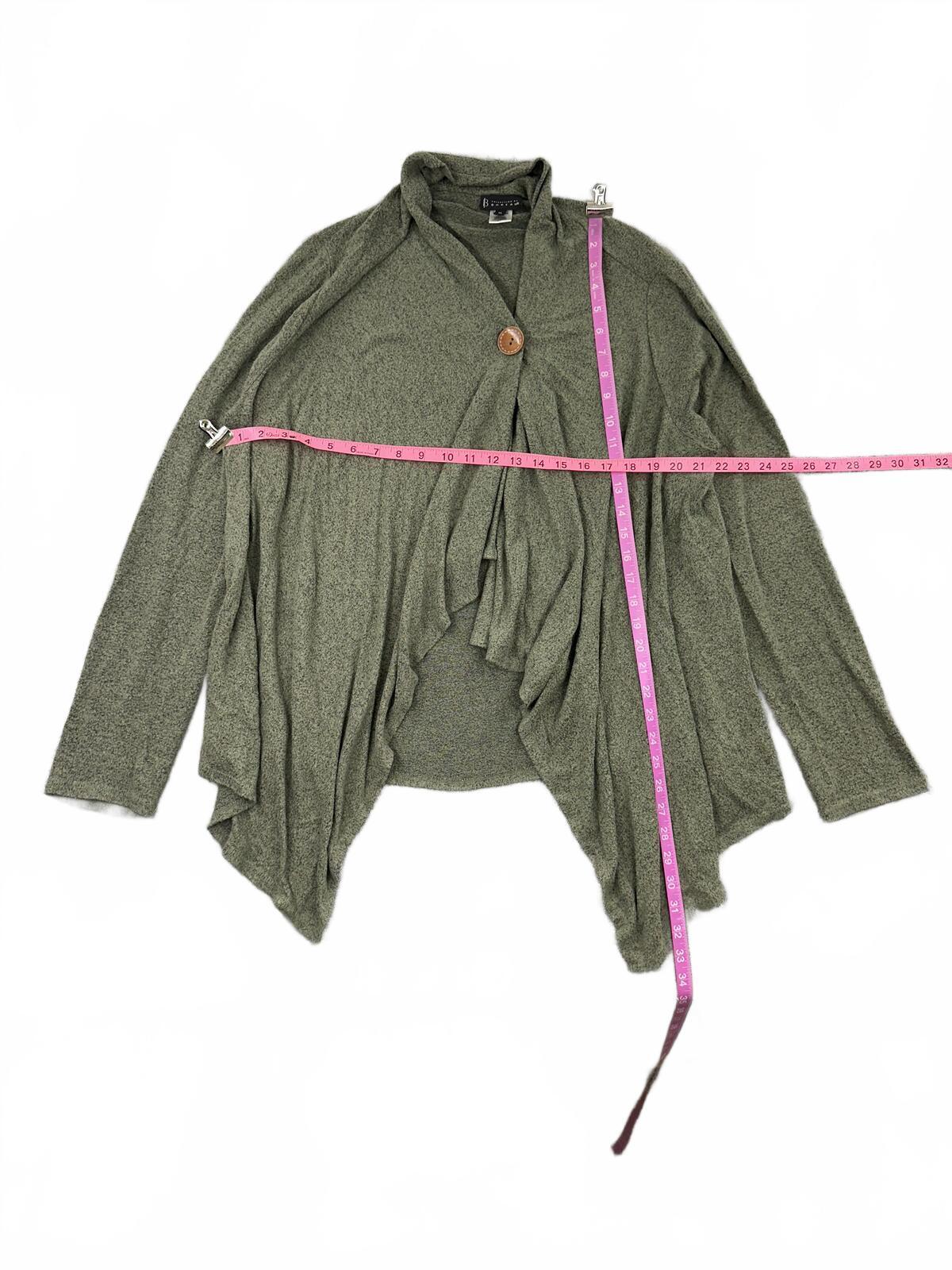 Bo Beau Olive Green Draped Cardigan Boho Fairycore Layered Knit