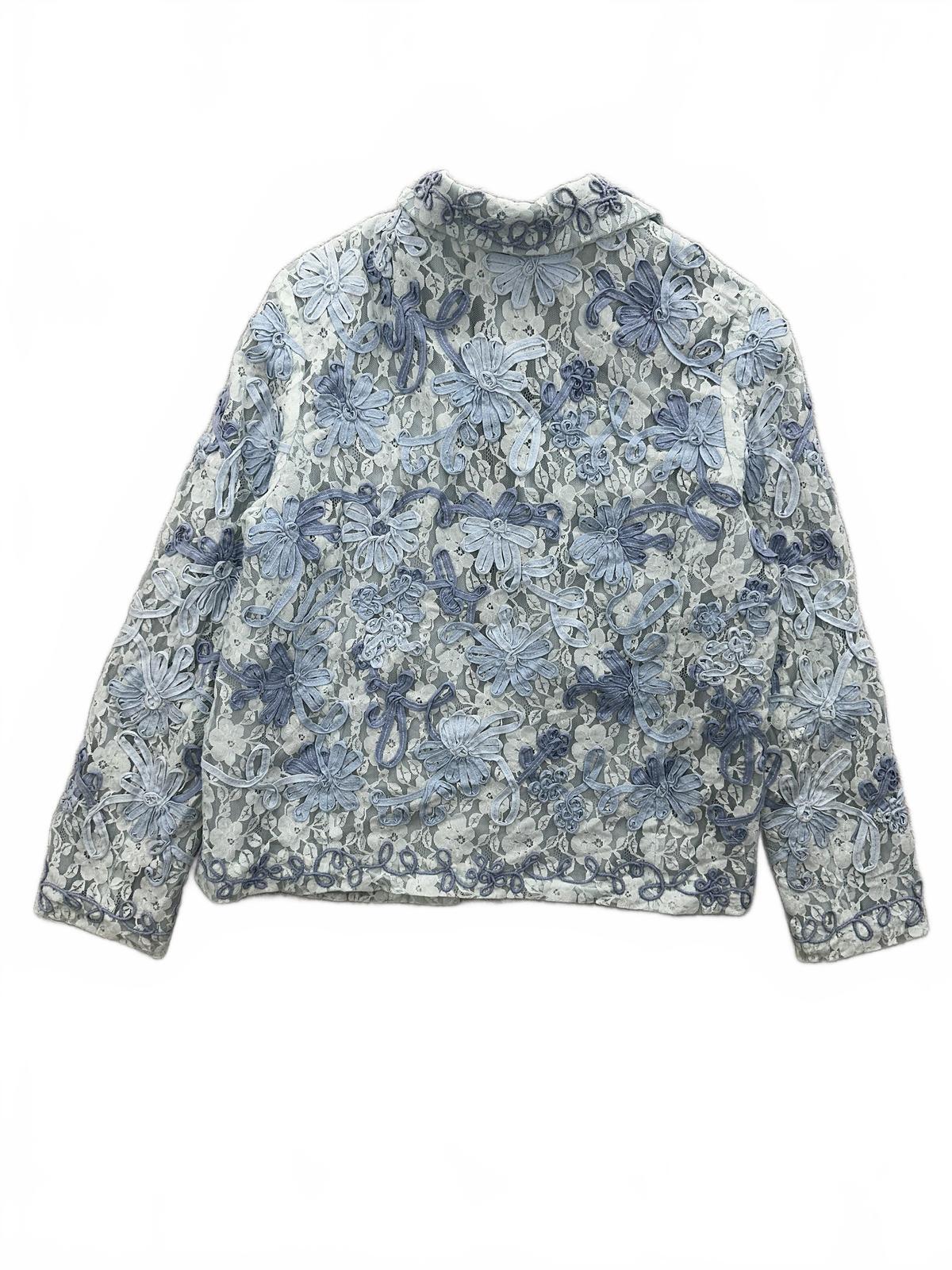 Coldwater Creek Embroidered Lace Jacket Light Blue Vintage Floral