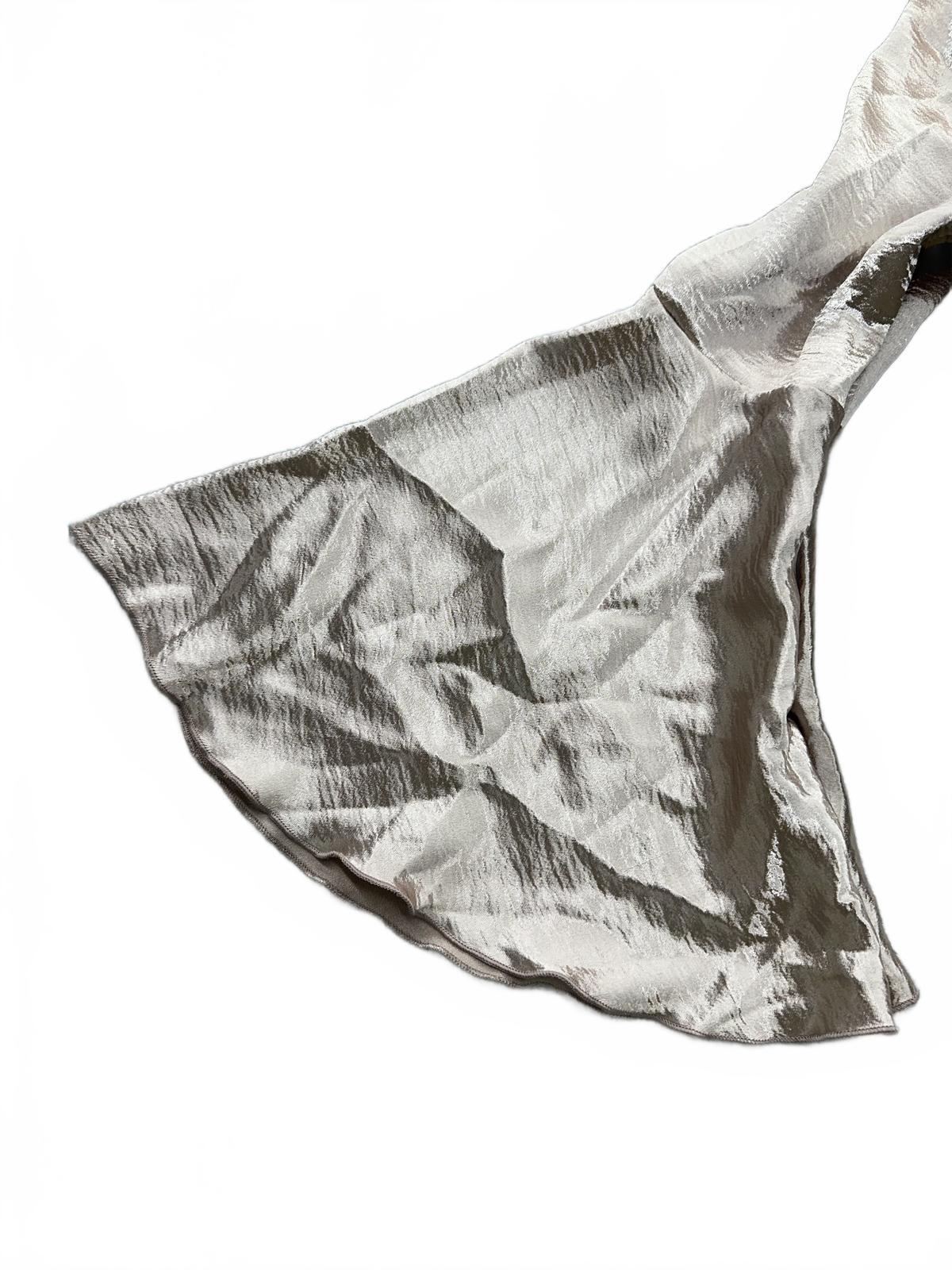 NWT La Garza Boutique Metallic Bell Sleeve Tie Front Blouse