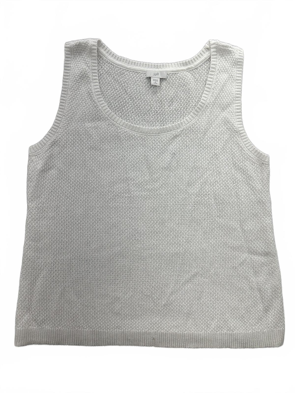 J Jill White Knit Tank Top Classic Scoop Neck Lightweight