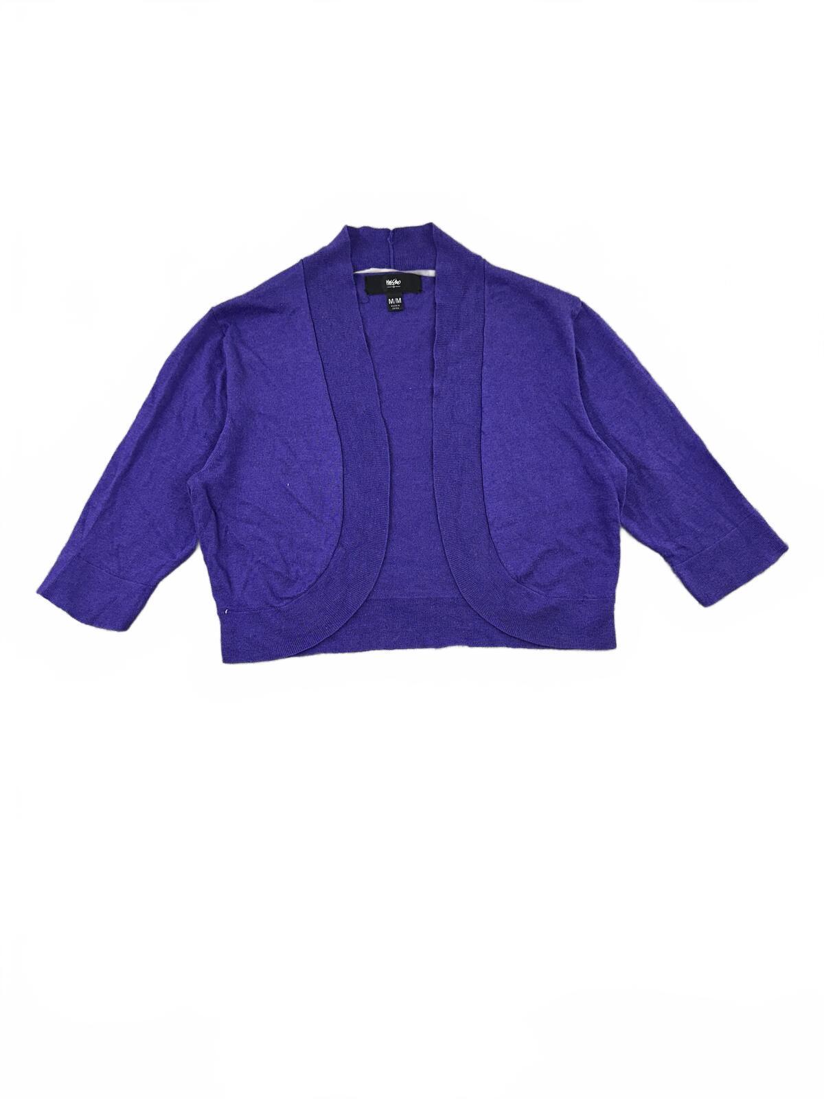 Mossimo Purple Cropped Open Front Cardigan Y2K Fairycore Lightweight Knit Shrug